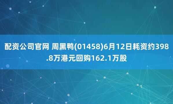 配资公司官网 周黑鸭(01458)6月12日耗资约398.8万港元回购162.1万股